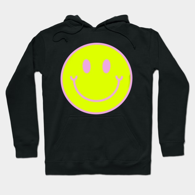 Neon Yellow and Pink Aesthetic Smiley Face Hoodie by Asilynn